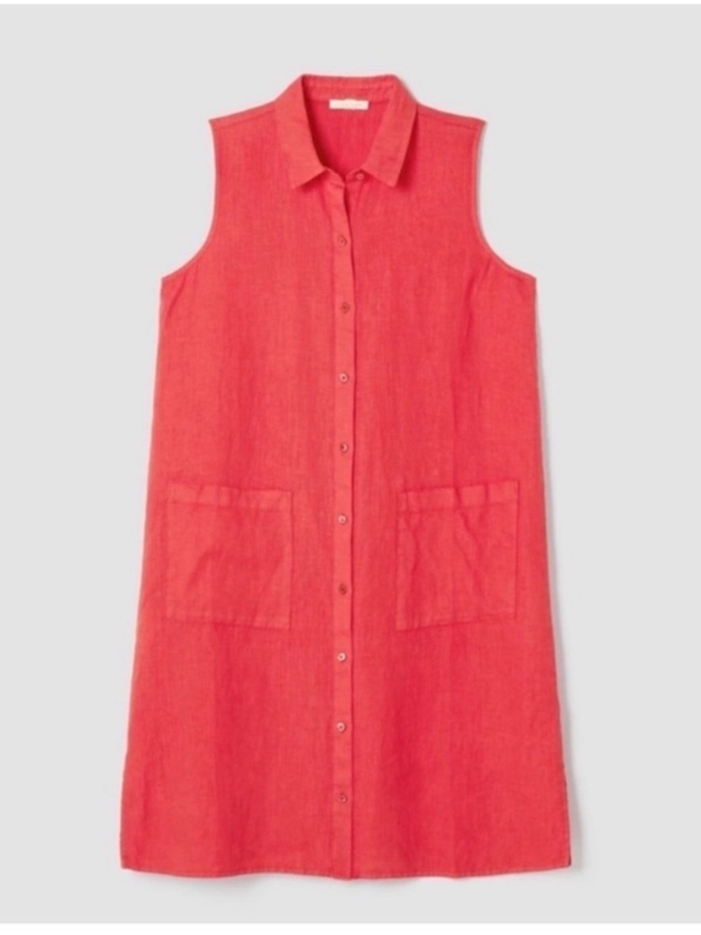 EILEEN FISHER Garment-Dyed Organic Linen Classic Collar Dress